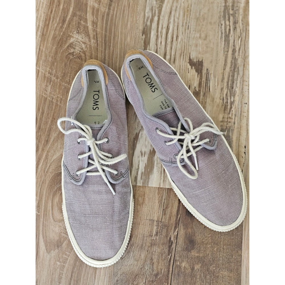 TOMS Del Rey Mens Grey Canvas Low Top Lace Up Sneakers Size 9